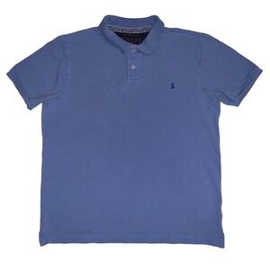 Joules Woody Polo Mens Large Blue Classic Fit Short Sleeve Cotton Pique Shirt